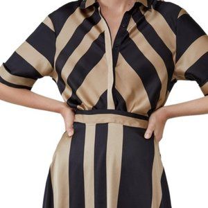 ZARA Satin Striped Casual Maxi Dress